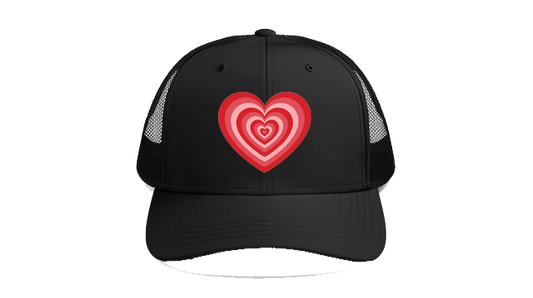 Baseball cap Black A multi-layered, radiating red and pink Y2K tunnel heart 116