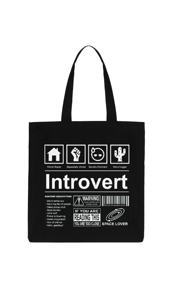 Introvert Back text tote bag Black 65