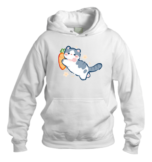 cat Oversize Hoodie White 69