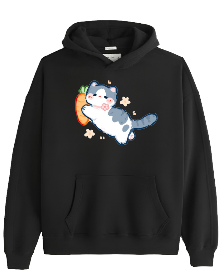 cat Oversize Hoodie Black 69