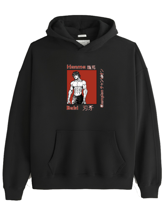 Anime baki oversize hoodie Black 6