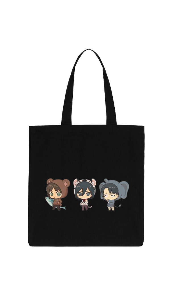 Anime Attack on titan shingeki no kyojin Aot Black tote bag 6