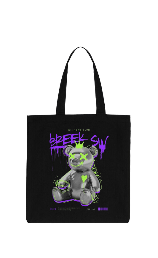 BREEK SW Back text tote bag Black 6
