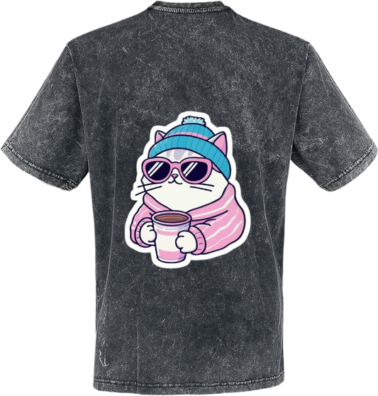 قطة t- shirt One Size Washed Back 6