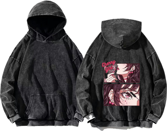 Cherry Girl One Size hoodie Washed Back 6