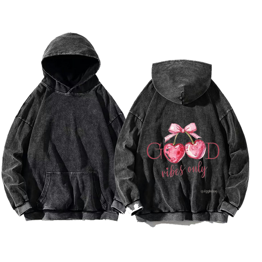 GOOD vibes only One Size hoodie Washed Back 6