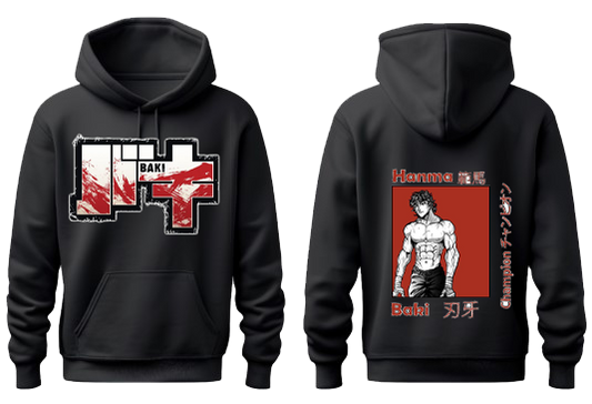 Anime baki oversize hoodie Black Back 15