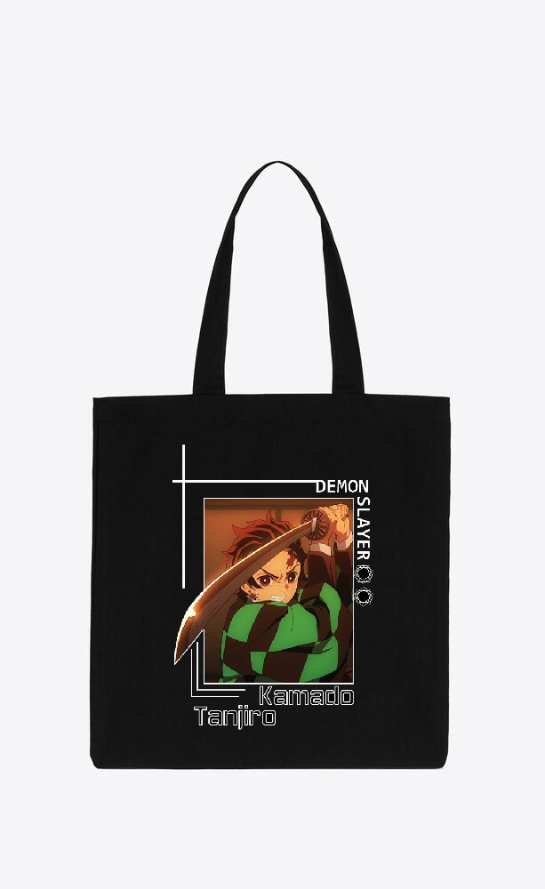 Anime Demon slayer nezuko tanjiro tote bag Black 6
