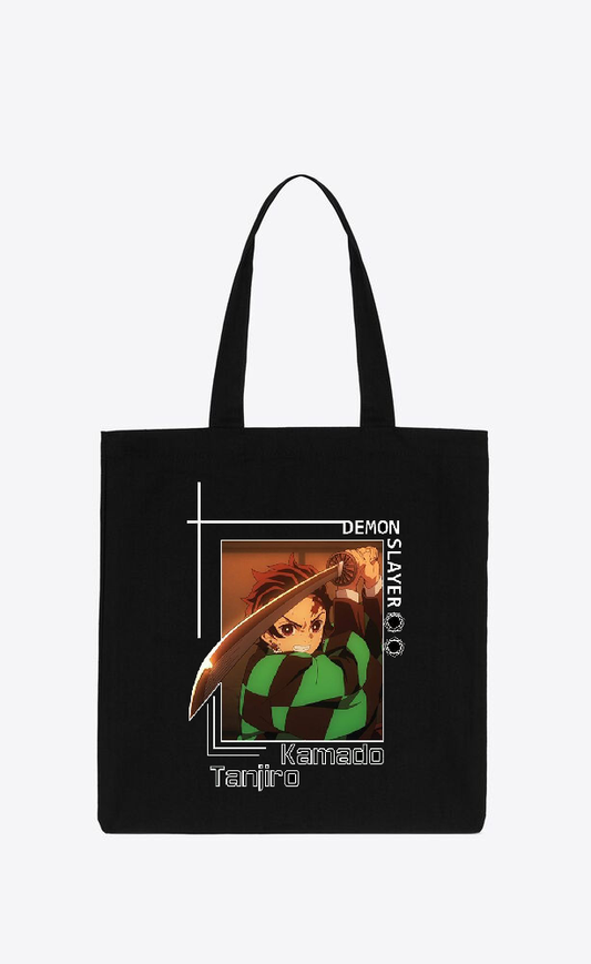 Anime Demon slayer nezuko tanjiro tote bag Black 6