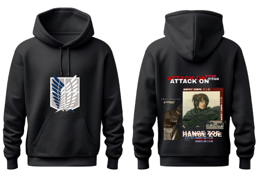 Anime Attack on titan shingeki no kyojin eren levi mikasa Aot Black Oversize HOODIE back 6