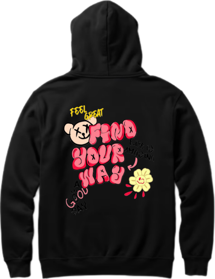 Find Your Way Over Size hoodie Black Back 87