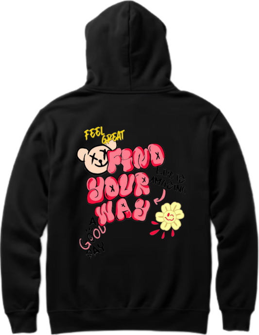 Find Your Way Over Size hoodie Black Back 87