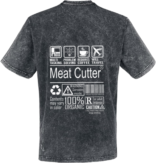 Meat Cutter Back text One Size t- shirt Washed Back 86