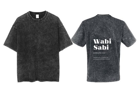 Wabi-Sabi Back text One Size t- shirt Washed Back 6