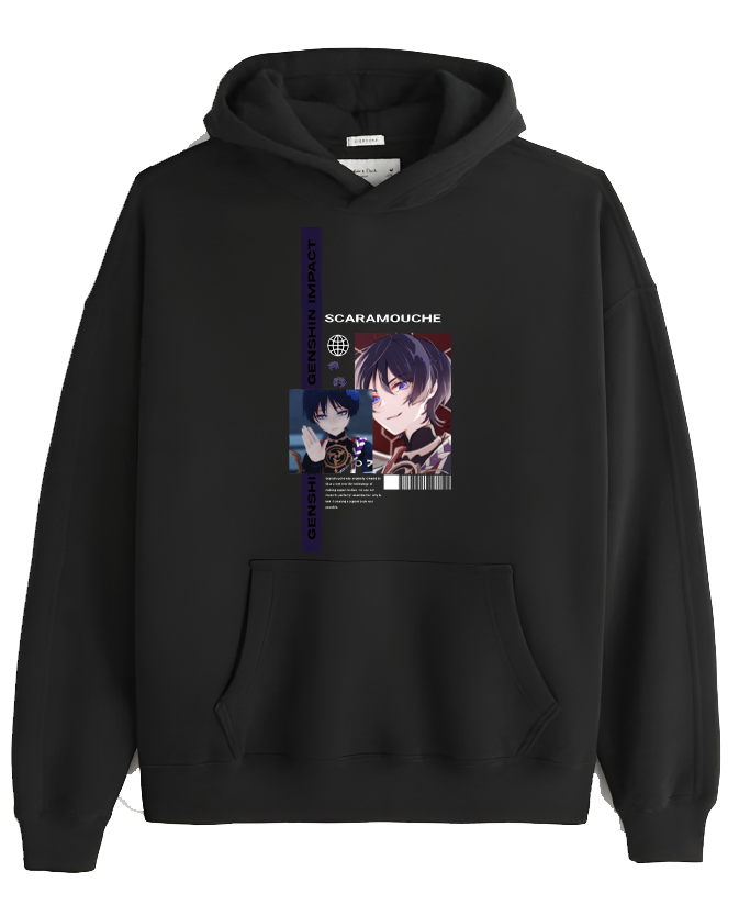 Genshin Impact Scaramouche Over Size hoodie Black 6