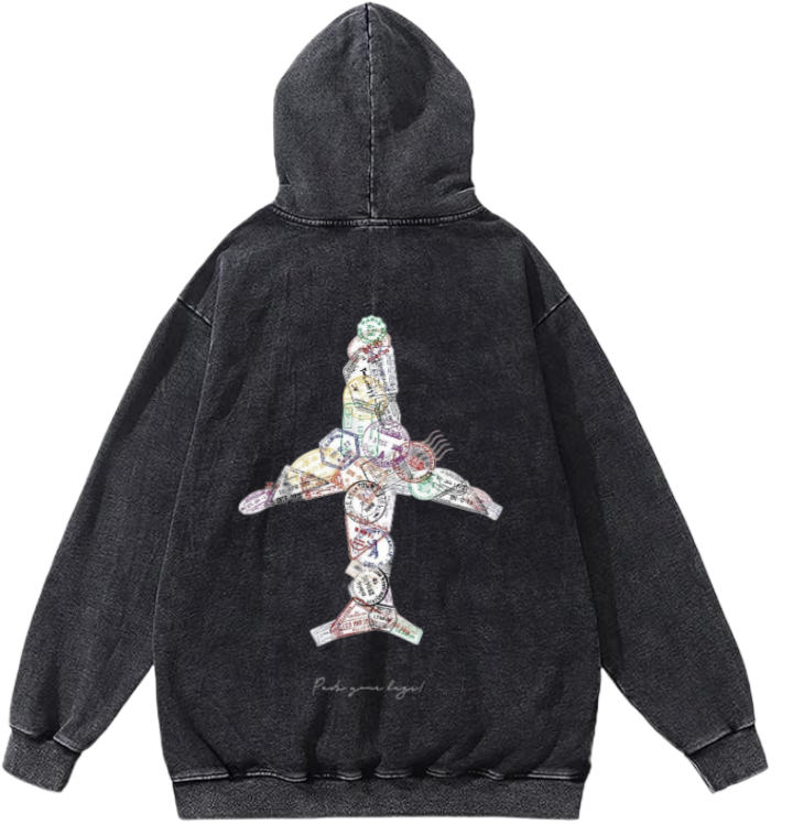 travel travellar Oversize Hoodie Washed gray Back 6