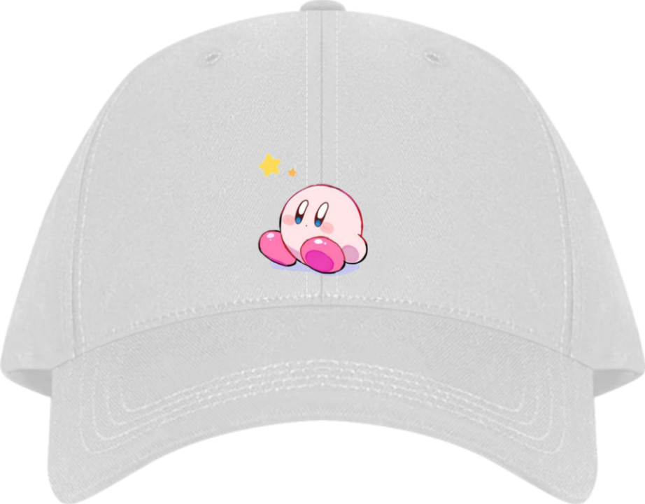 Cute Anime Kirby Baseball Cap, Kawaii Pink Character White Dad Hat, Adjustable Y2K Streetwear Sun Cap for Women and Men 6