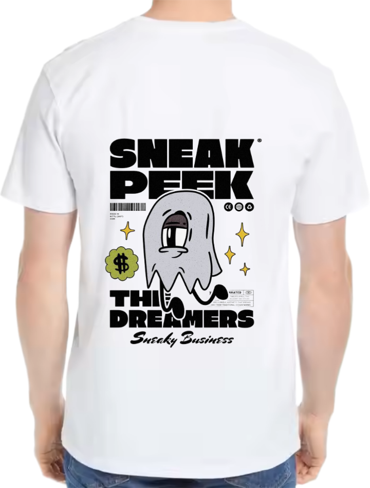 SNEAK PEEK t- shirt Over Size White Back 6