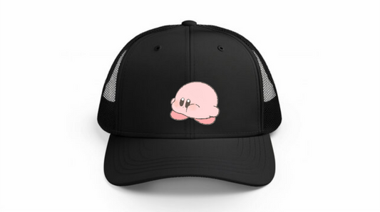 Kawaii Kirby Crown Pink Character Mesh Trucker Hat, Cute Anime Princess/King Black Baseball Cap, Adjustable Snapback for Women and Teens 6