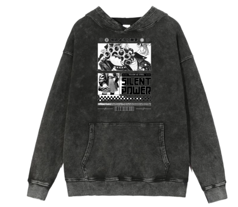 RANDOM ANIME GIRL Oversize  Hoodie Washed gray 6
