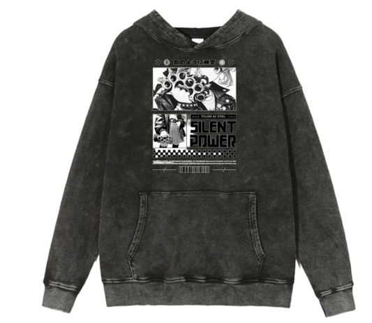 RANDOM ANIME GIRL Oversize  Hoodie Washed gray 6