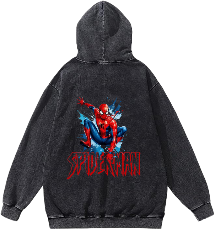 Spiderman One Size hoodie Washed Back 6