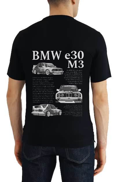 BMW M3  Car t- shirt One Size Black Back 4