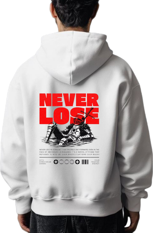 NEVER LOSE Over Size hoodie White Back 54
