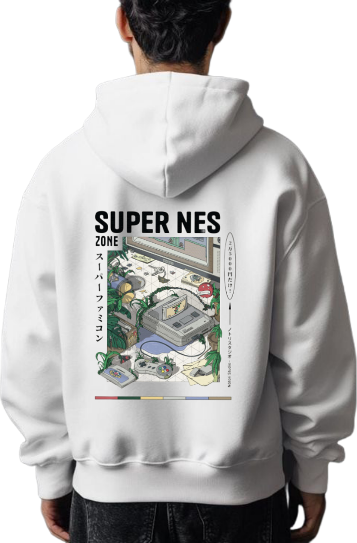 CONNECTED Over Size hoodie White Back 6