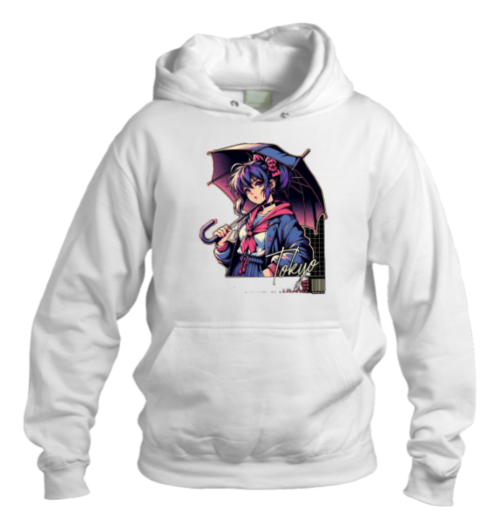 RANDOM ANIME GIRL Oversize  Hoodie White 6