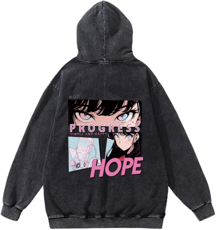 PROGRESS Over Size hoodie Washed Back 6