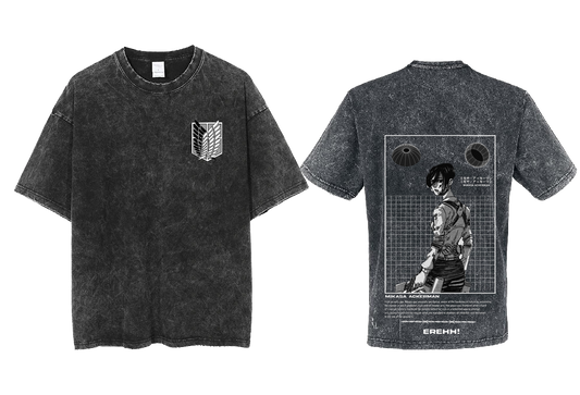 Anime Attack on titan shingeki no kyojin eren levi mikasa Aot Oversize t- shirt Washd acid back 6