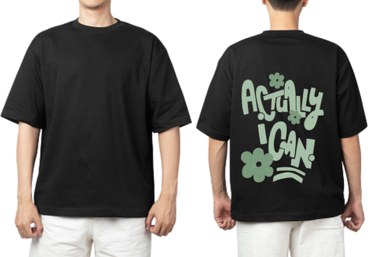 Actually I Can t- shirt One Size Black back 6