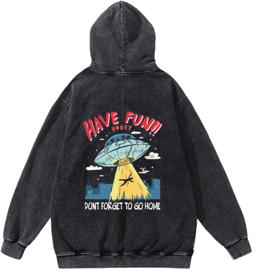 aliens Oversize Hoodie Washed gray Back 6