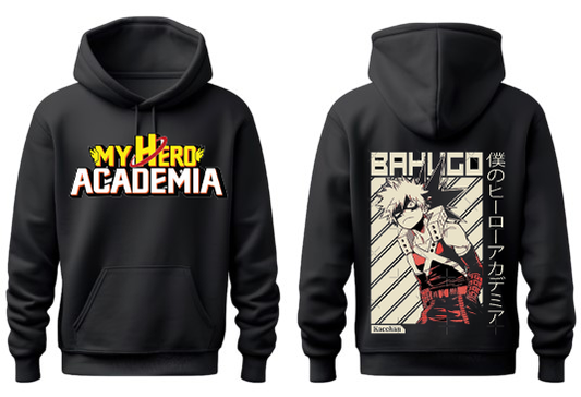 Boku no hero academy bnha One Size hoodie Black Back 6