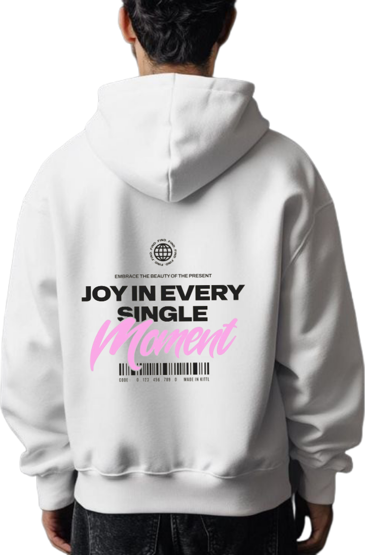 JOY IN EVERY SINGLE Monent Over Size hoodie White Back 80
