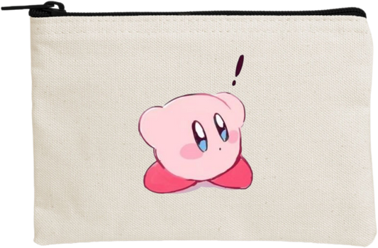 Kawaii Cute Kirby Canvas Makeup Pouch, Aesthetic Pink Anime Character Small Zipper Makeup Bag, Pencil Case, Travel Toiletry Pouch for Women and Girls 19