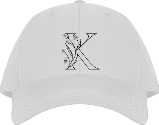 vector letter Baseball cap white K 6