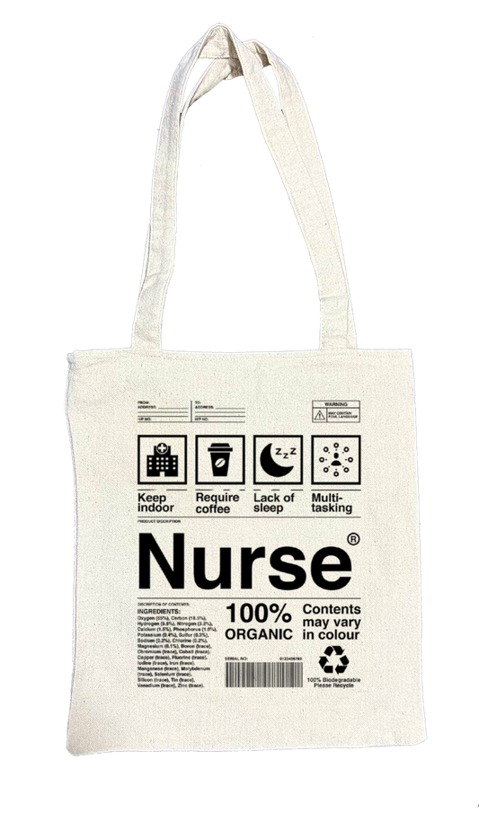 Nurse Back text tote bag beige 6