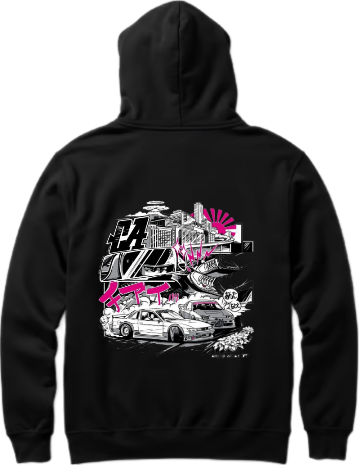 Nissan Silvia S13 Over Size hoodie Black Back 26