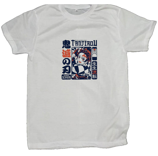 Anime Demon slayer nezuko tanjiro t- shirt fit White 69