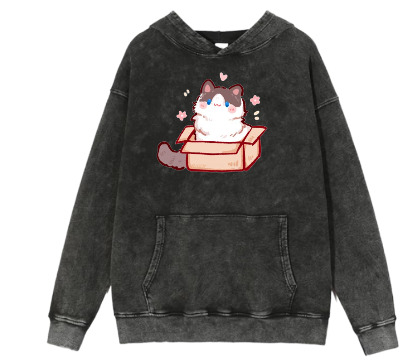 cat Oversize Hoodie Washed 70