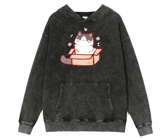 cat Oversize Hoodie Washed 70
