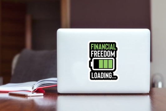 Financial Freedom Loading" Battery Sticker, Motivational Entrepreneur Vinyl Decal, Aesthetic Waterproof Laptop Sticker for Water Bottles, Investor & Success Gift