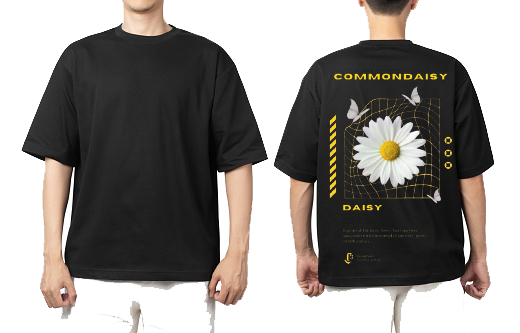COMMONDAISY Back text One Size t- shirt Black Back 66
