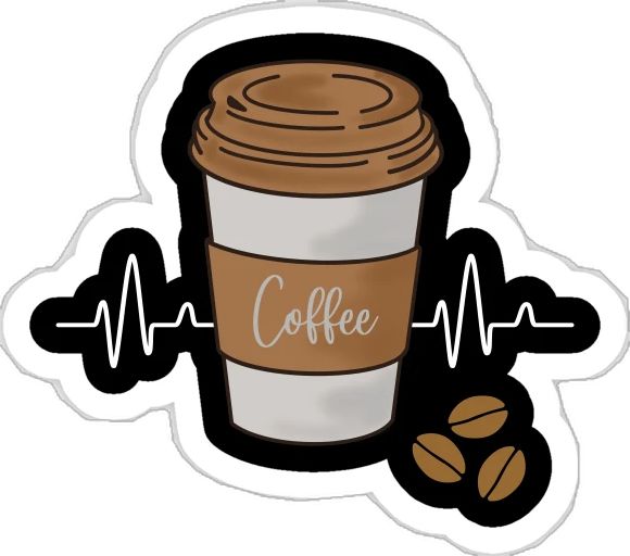 Sticker coffee Heartbeat/ECG line 70