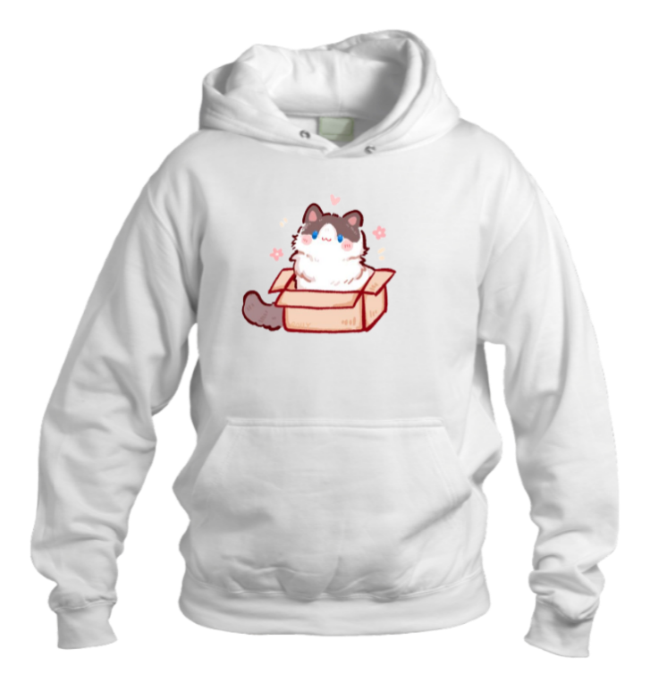 cat Oversize Hoodie White 70
