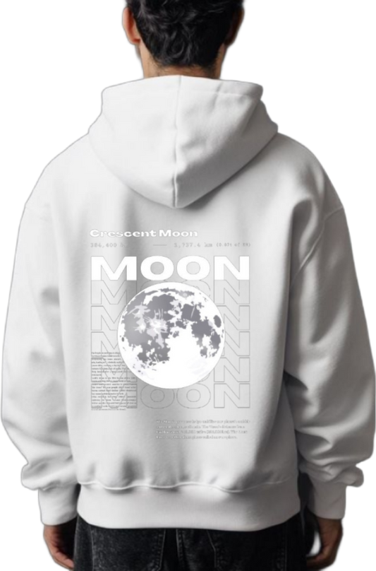 Crescent Moon Back text oversize hoodie White back 70