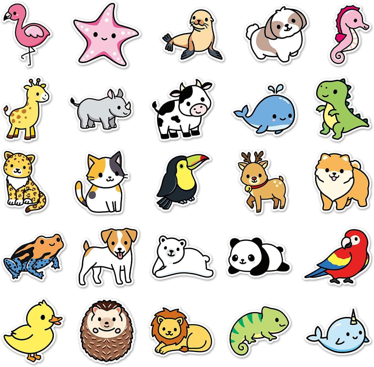 Animals and Stuff Cute Cool Funny 100 Vinyl Stickers Water Bottles Gifts Waterproof Laptop Guitar Luggage Bike iPhone Skateboards Helmet MacBook Ipad Phone Cover (Cute Animals #3, 100)