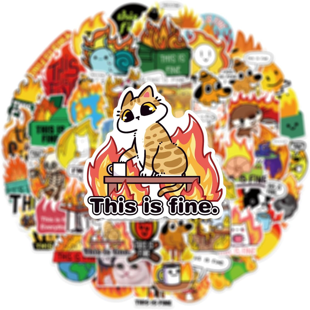 50 Pcs This is Fine Stickers for Phone,Guitar,Laptop,Water Bottles,Skateboard,Luggage,Animal Cute Style Stickers Waterproof Vinyl,Graffiti Decorate for Teens Girls Boys Children Motivate Gift